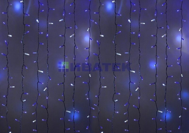 Гирлянда новогодняя "Светодиодный Дождь" 2х1,5м, эффект мерцания, Белый провод, 220В, диоды Синие
