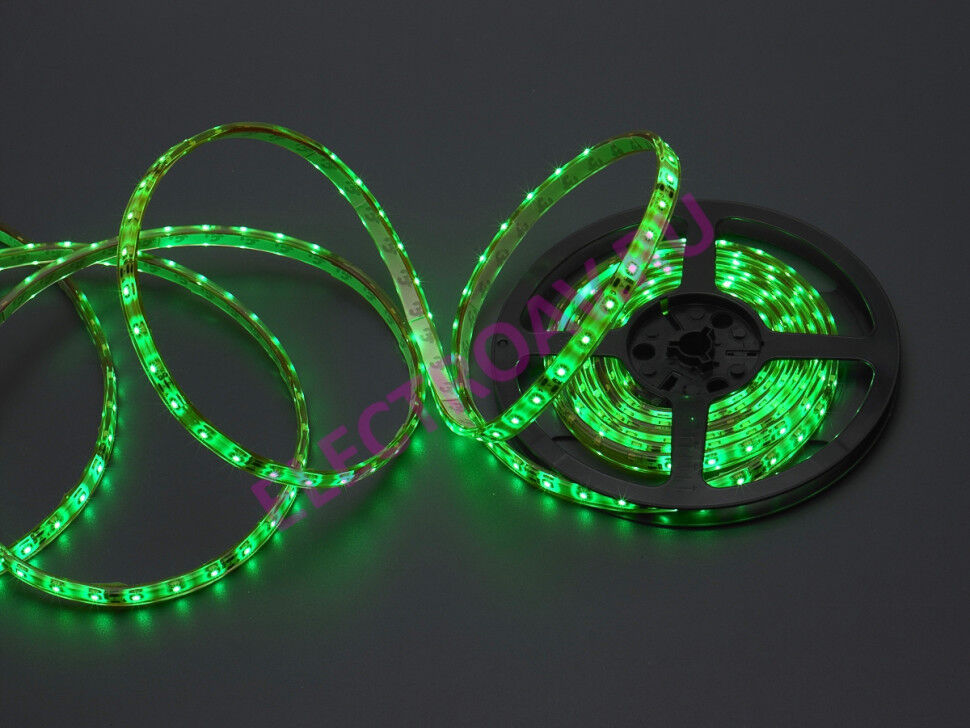 FLEX-SWP5300B-G Гибкая LED полоса , цвет зеленый, 60 SMDсветодиодов 35*28, 5 м., 12V, 4,8W/M, IP67