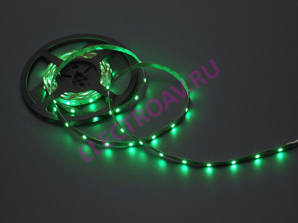 FLEX-SS5150В-G Гибкая LED лента на белой основе, цвет зеленый, 30 SMD5050, 5 м/10mm., 12V, 7,2 W/М, IP20