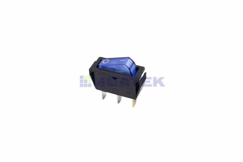 Выключатель клавишный 250V 15А (3с) ON-OFF синий с подсветкой REXANT (уп 10шт)