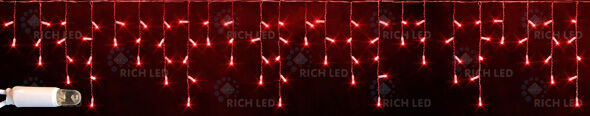 Бахрома 3*0,5 м, 220 В, пост. свечение, резиновая, IP 65, герм. колпачок, цвет: красный, провод: бел