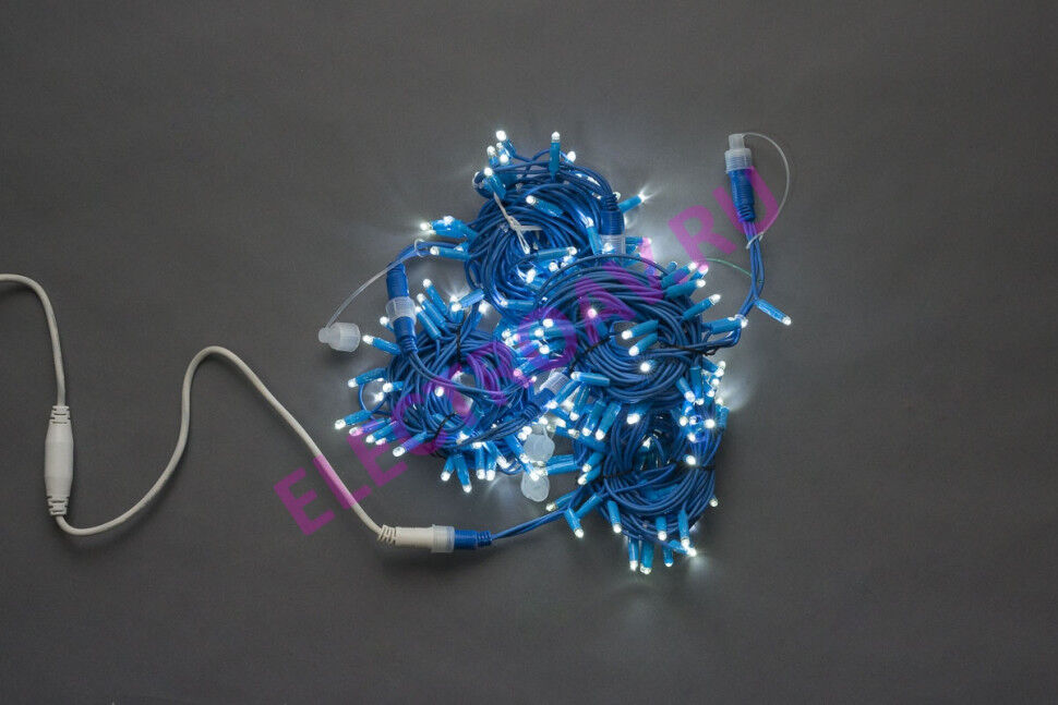 LED-PLR-200-20M-240V-W/BLUE Wire-S Светодиодная гирлянда, длина 20м, 200 белых светодиодов, синий провод