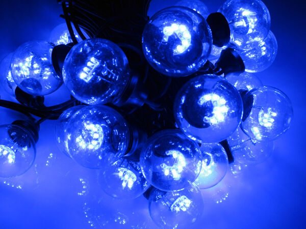 Влагозащищенная LED гирлянда10м. шаг 50 см, черный провод синий LED-2BLR-50CM-10M-240V-B (FS-00-000