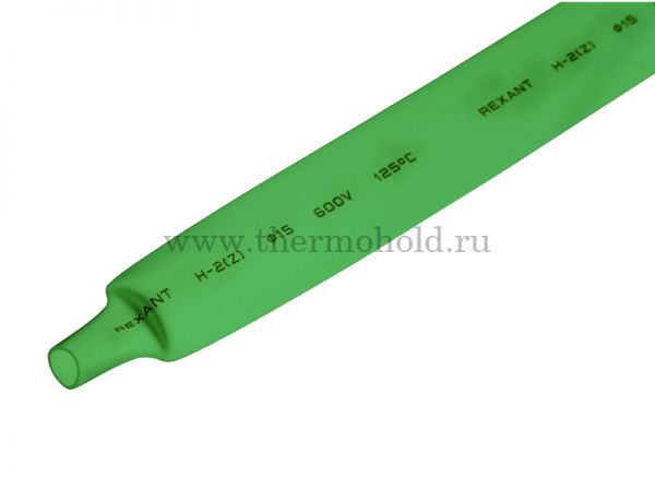 Термоусаживаемая трубка REXANT 15,0/7,5 мм, зеленая, упаковка 50 шт. по 1 м