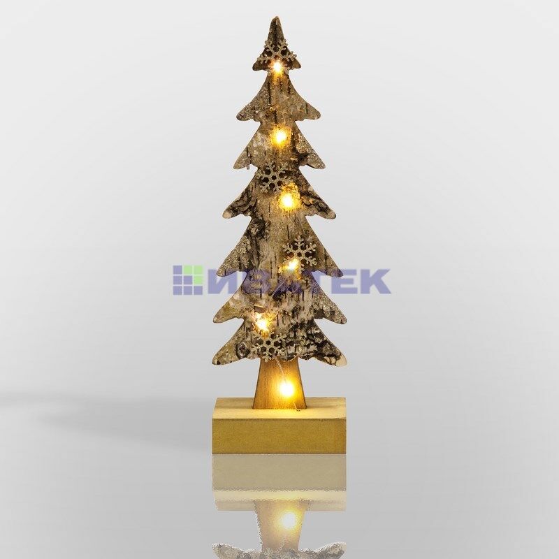 Деревянная фигурка с подсветкой "Ель со снежинками" 9,5*6*31 см, упаковка 6 шт