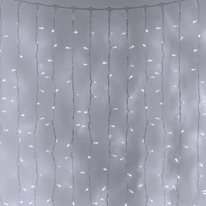 01-142 Гирлянда Занавес с Колпачком 2 x 3 м Белый, 600 LED, Провод Прозрачный ПВХ, IP65