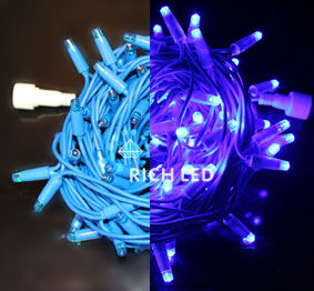 Светодиодная гирлянда Нить 10 метров, 220 В, постоянное свечение, IP 65, герметичный колпачок RL-S10C-220V-C2Bu/B синий,