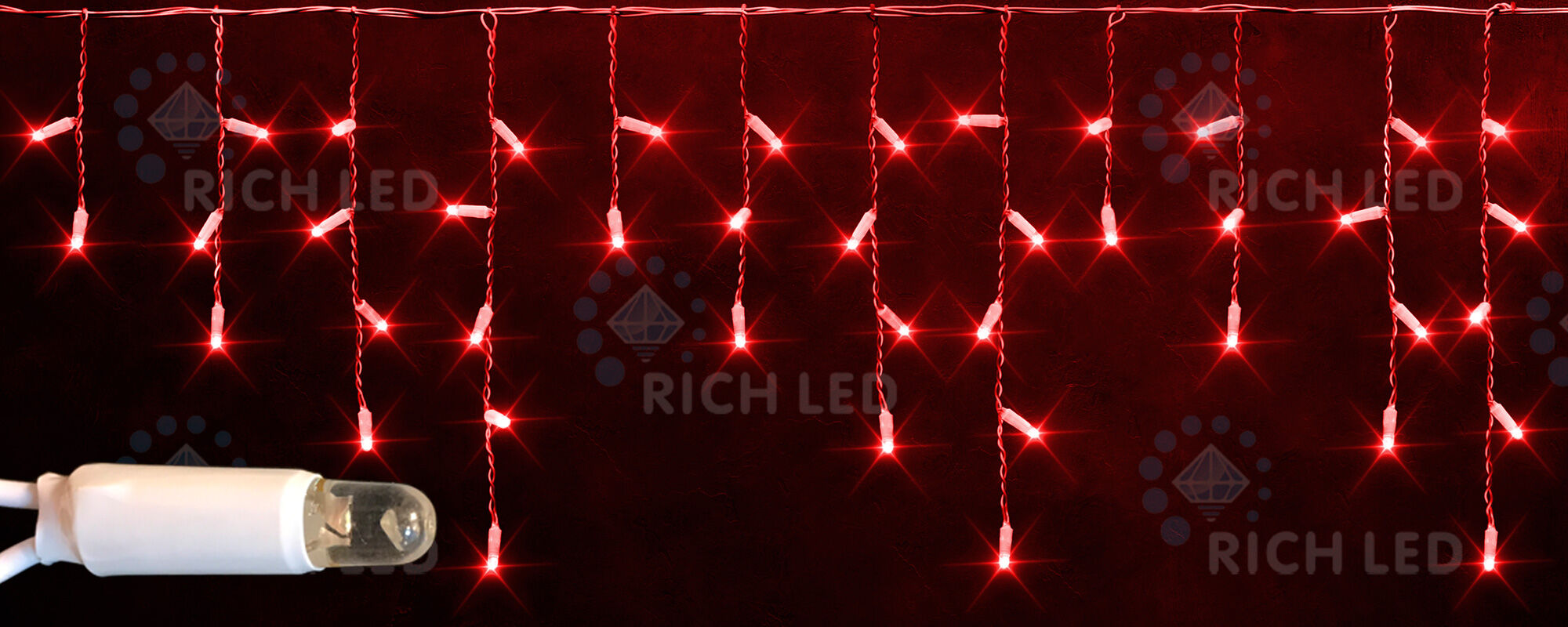 Бахрома 3*0,5 м, 220 В, пост. свечение, IP 65, герметичный колпачок RL-i3*0.5-CT/R красный