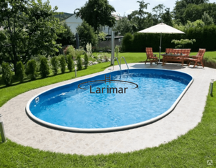 Каркасный морозоустойчивый бассейн овальный уличный LARIMAR 10,1 x 5,5 м, цвет борта - шоколад, толщина пленки 0,4 мм 