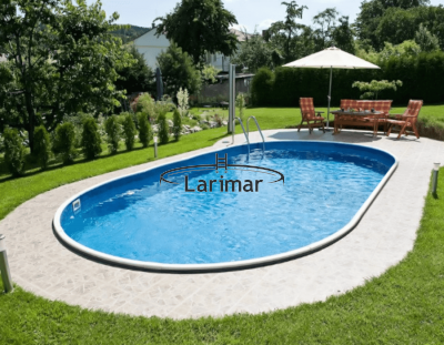 Каркасный морозоустойчивый бассейн овальный уличный LARIMAR 7,3 x 3,6 м, цвет борта - шоколад, толщина пленки 0,4 мм
