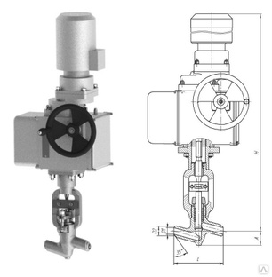 Клапан 998-20-ЭЧ с электроприводом ПЭМ-А12М У2, DN 20 мм, PN 37.3 Мпа, ст 20 