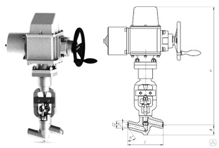 Клапан 998-20-ЭН с электроприводом ЭП-З-100-24-А1-06-В-У1, DN 20 мм, PN 37.3 Мпа, ст 20 