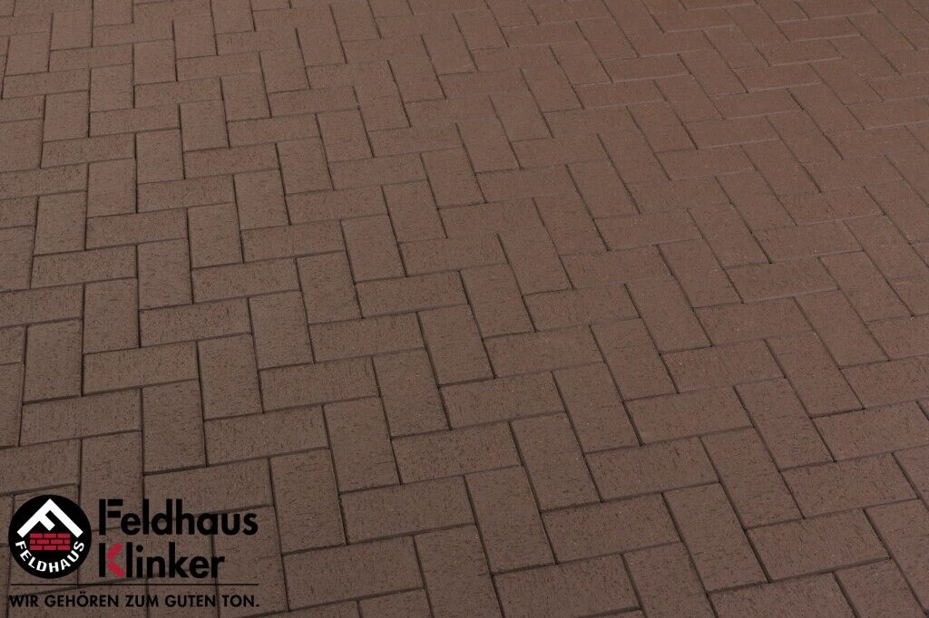Тротуарная плитка Feldhaus Klinker с фасками 200x100x40 Umbra plano