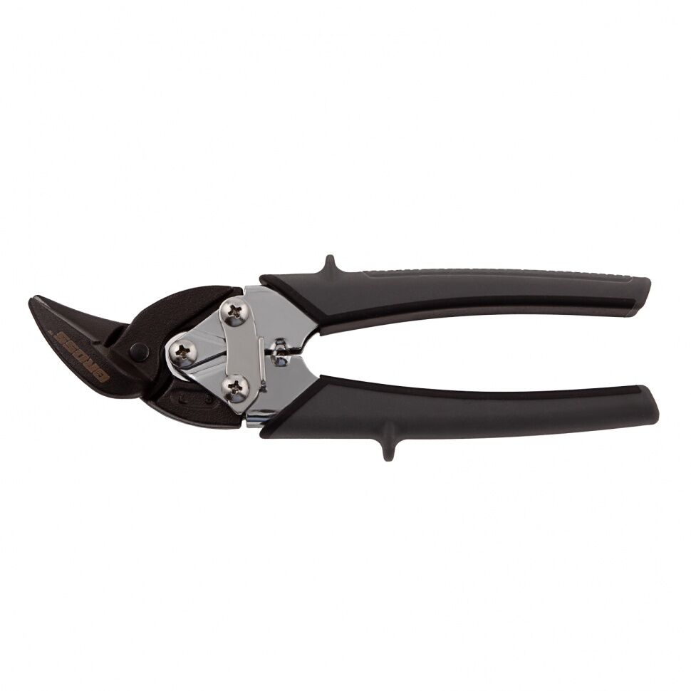 Ножницы по металлу "Piranha", 185 мм, прямой и левый рез, сталь СrM, двухкомпонентные рукоятки Gross 2