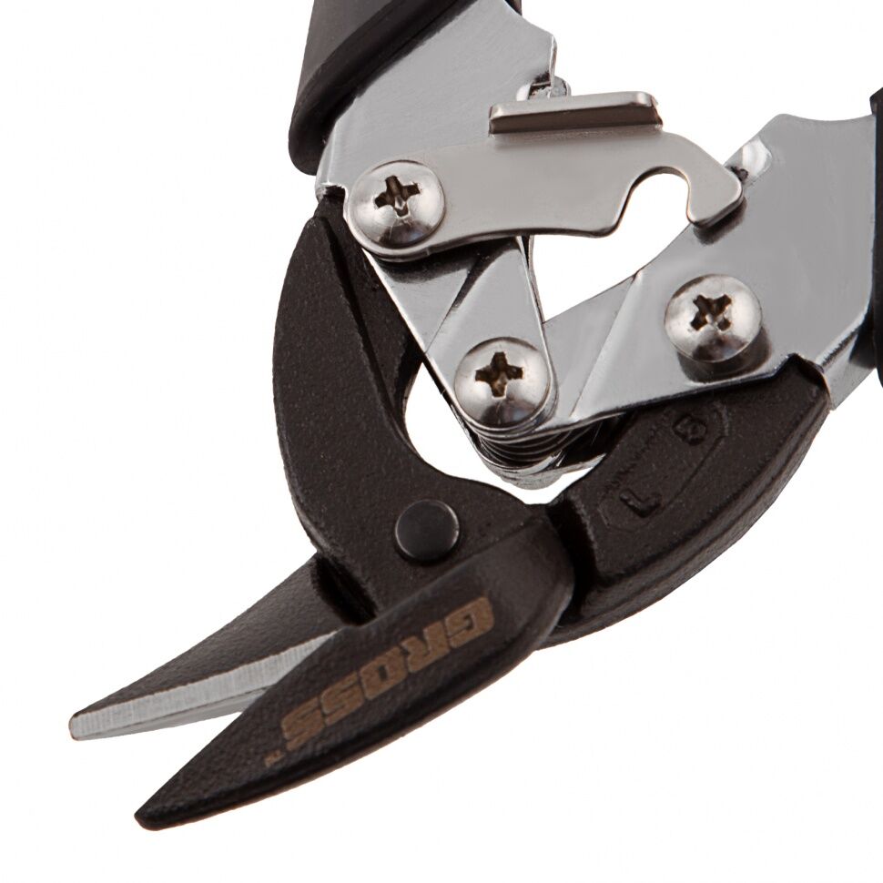 Ножницы по металлу "Piranha", 185 мм, прямой и левый рез, сталь СrM, двухкомпонентные рукоятки Gross 3