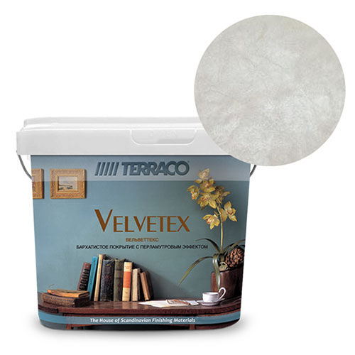 Перламутровая краска Terraco Velvetex, Белая, ведро 5 кг, бархатистый финиш