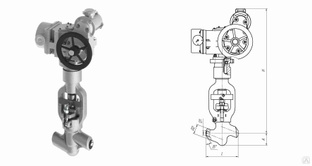Клапан вентиль запорный 1052-65-ЭМ с электроприводом Н-Б1-07 У2, DN 65 мм, PN 23.5 Мпа, ст 20 