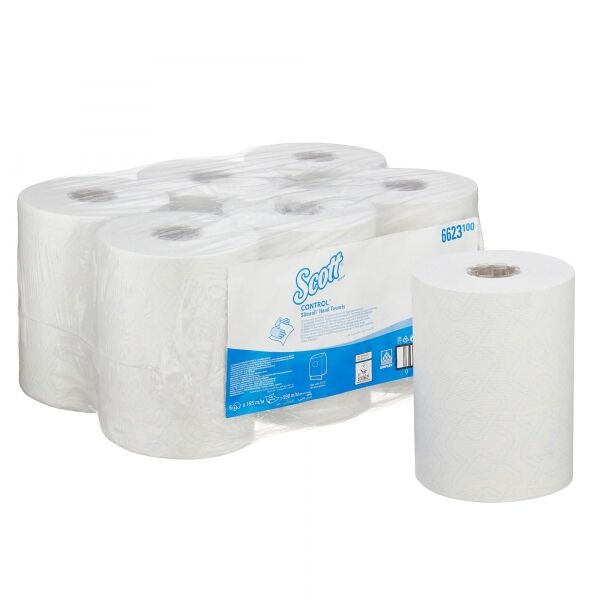 6623 Scott CONTROL Бумажные полотенца в рулонах Slimroll белые однослойные (6 рулонов по 165 метров)
