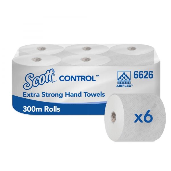 6626 Scott CONTROL EXTRA STRONG Бумажные полотенца в рулонах белые однослойные (вместо 6620, 6621)
