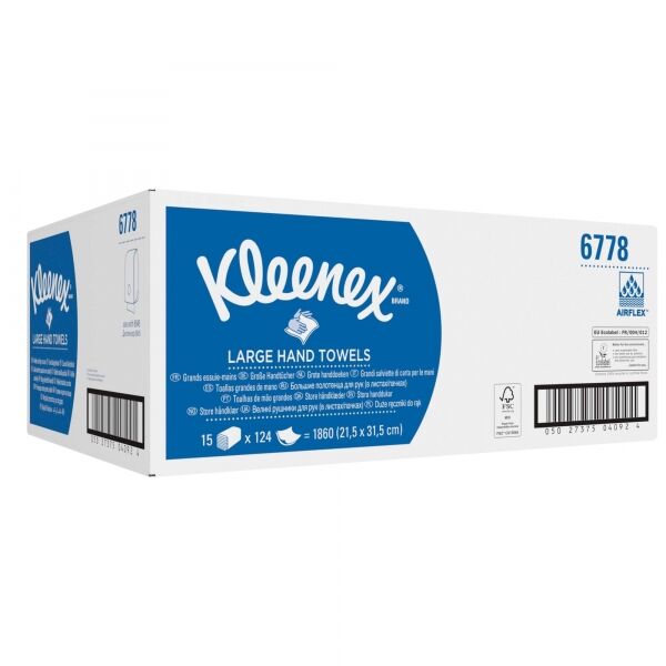 Kimberly-Clark 6778 Kleenex Бумажные полотенца в пачках белые двухслойные (15 пачек по 124 листа)