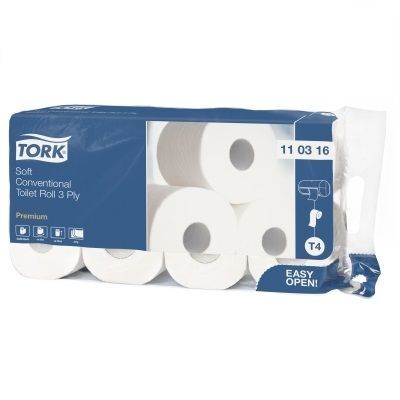 Tork 110316 туалетная бумага в стандартных рулонах ультрамягкая, система Т4, белый