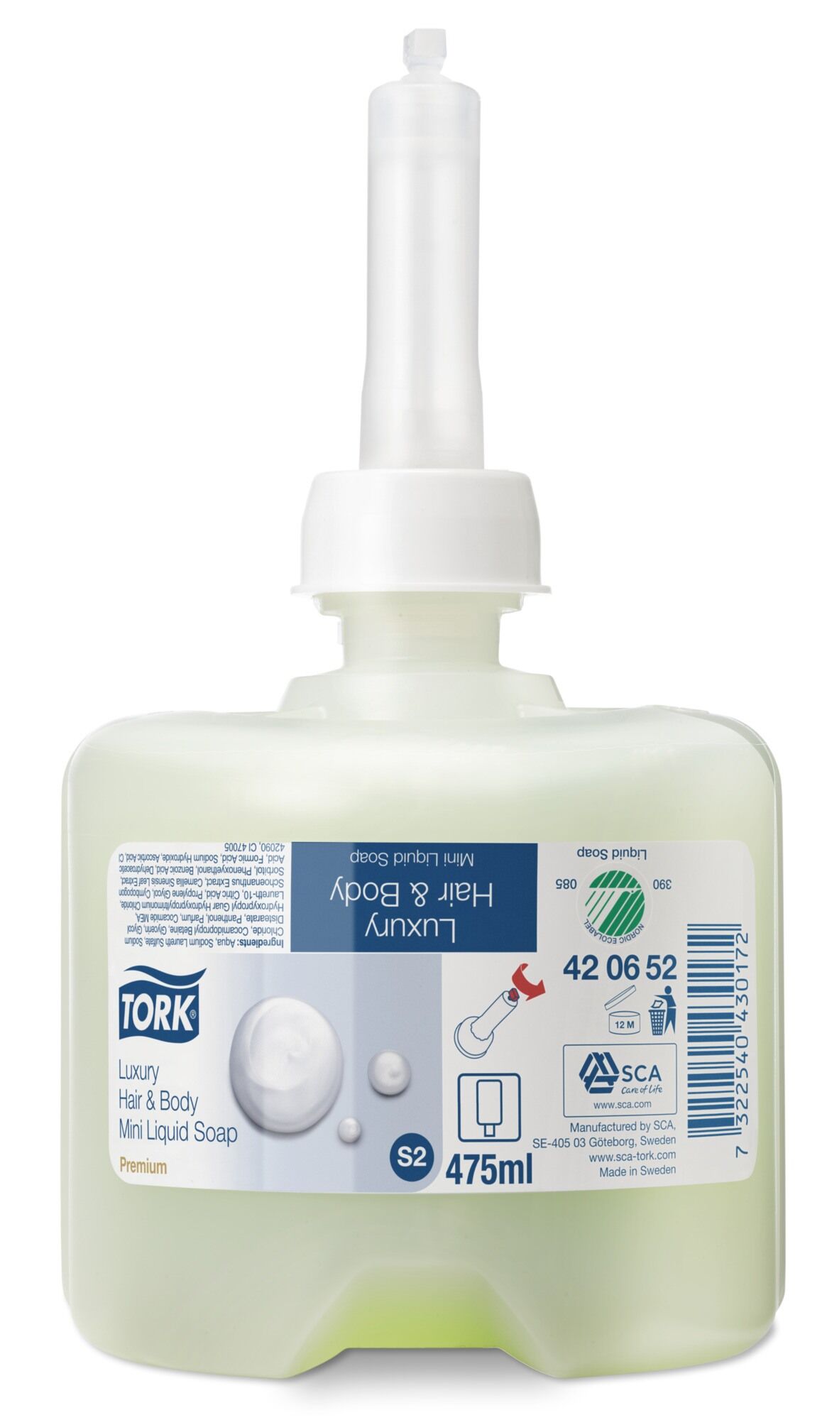 420652 Tork Premium жидкое мыло-шампунь люкс для тела и волос мини