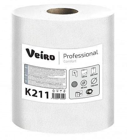 Veiro Professional Comfort K211 Полотенца бумажные однослойные в рулонах
