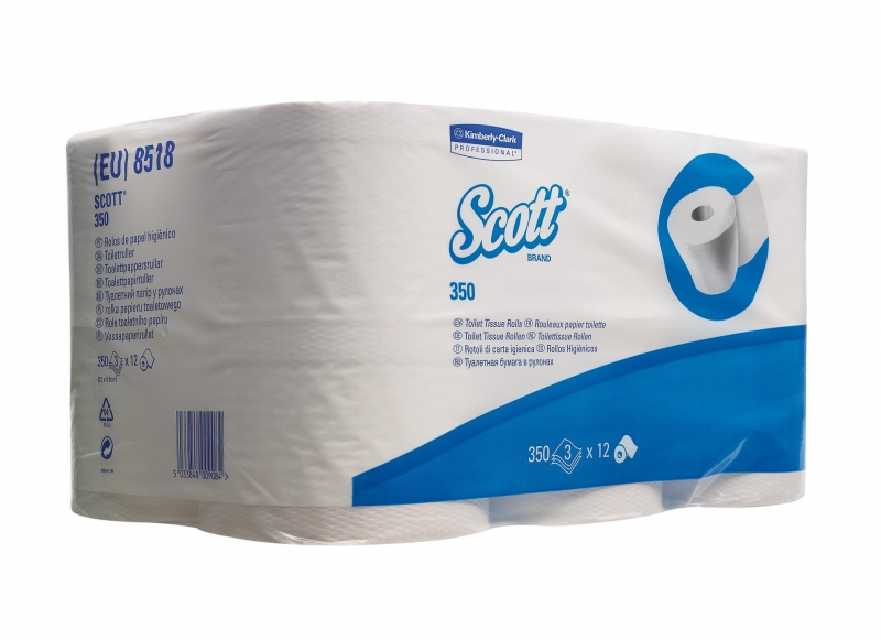 Kimberly-Clark 8518 SCOTT Трехслойная туалетная бумага в стандартных рулонах с увеличенной намоткой