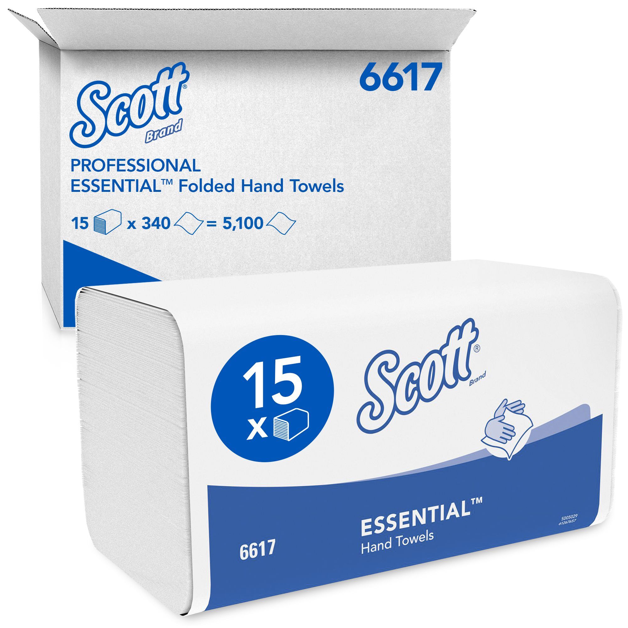 Kimberly-Clark 6617 Бумажные полотенца в пачках Scott Essential белые однослойные 15