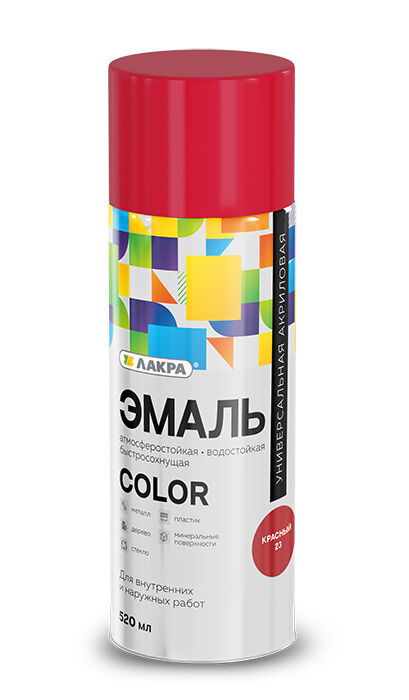 Эмаль аэрозольная Лакра Color универсальная черная матовая 520мл (200г) /4