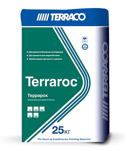 Ремонтный штукатурный состав для постоянного ремонта бетона Terraco TERRAROC MBR 25 кг мешок
