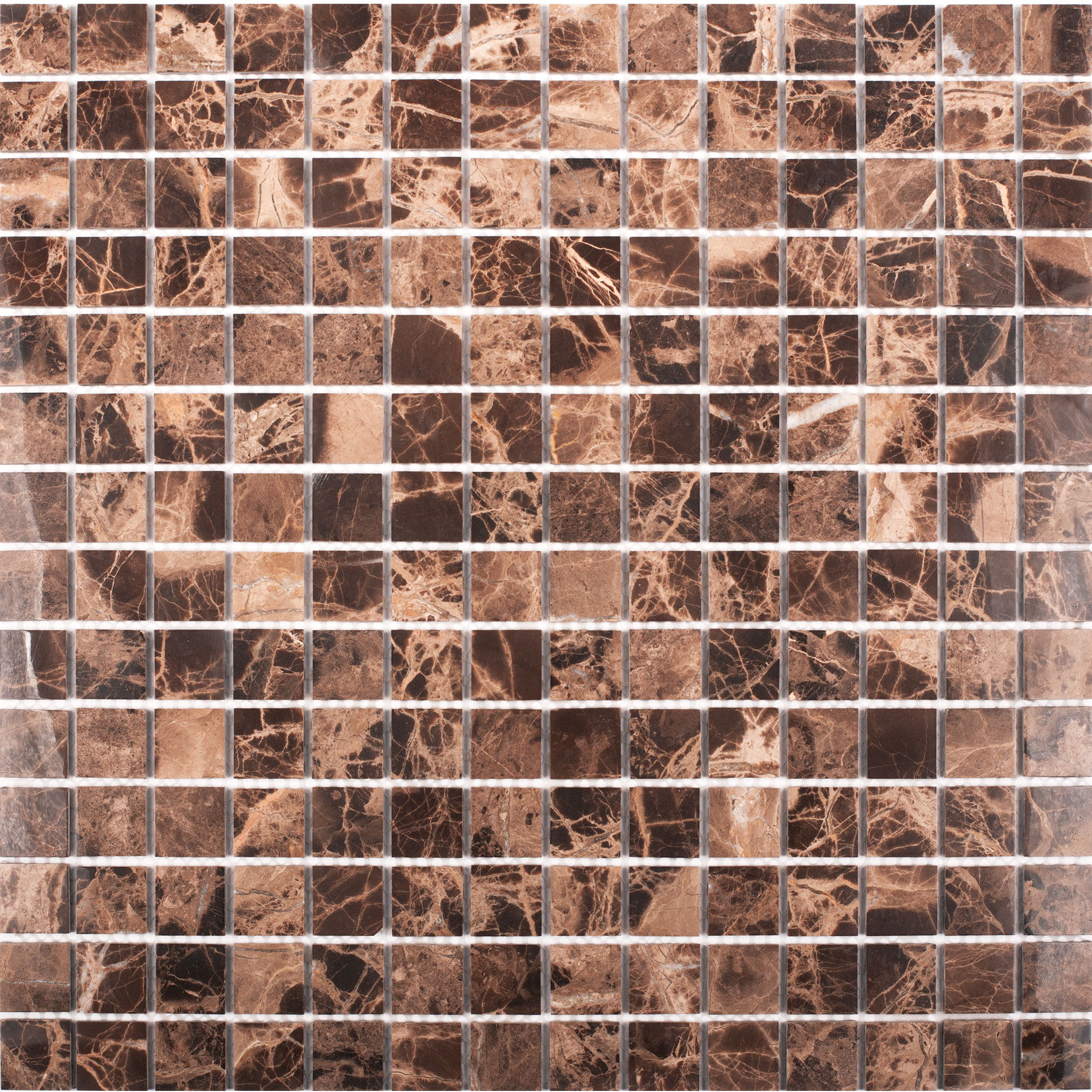 Мозаика, нат. мрамор Classic DARK EMPERADOR POLISHED 20х20 Starmosaic коричневая