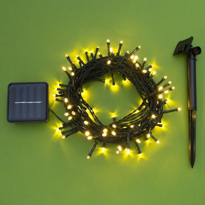 Гирлянда «Нить» 10 м, 100 LED, солнечная батарея фото 4