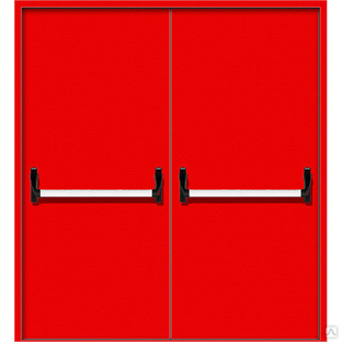 Противопожарная дверь двупольная с антипаникой и остеклением ДПМ-1,5 О 