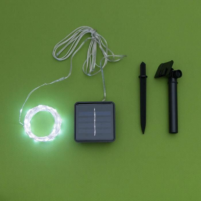 Гирлянда «Нить-Роса» 10 м, 100 LED, солнечная батарея фото 3