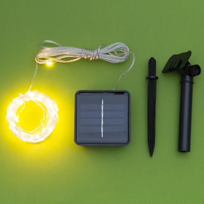 Гирлянда «Нить-Роса» 20 м, 200 LED, солнечная батарея фото 2