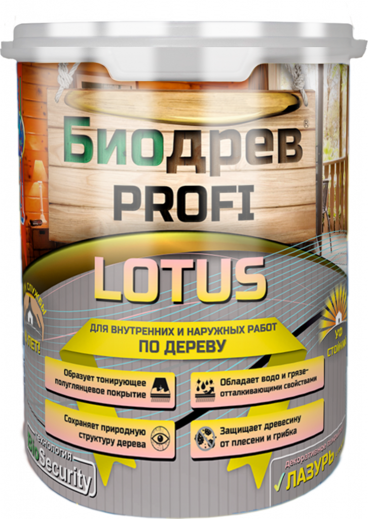 Биодрев PROFI "LOTUS" 1 кг Сосна (декоративная лазурь с защитой от плесени и грибка) Красковия