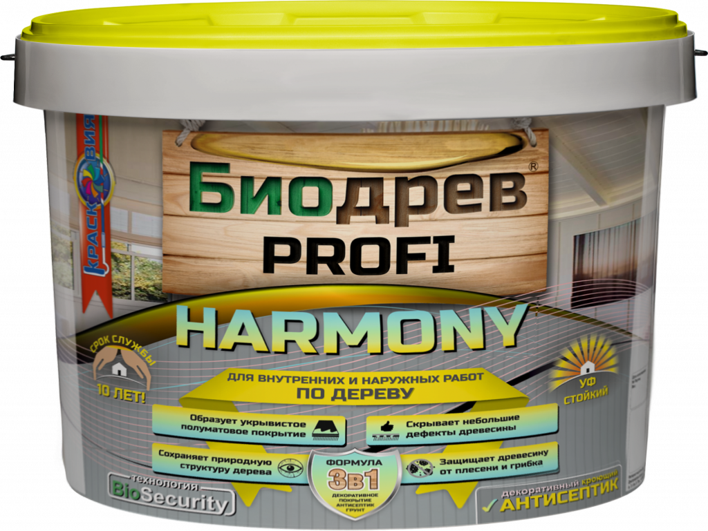 Биодрев PROFI "HARMONY 3в1" База А 10 кг (кроющий антисептик с защитой от плесени и грибка) Красковия