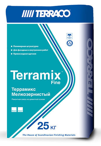 Тонкослойная штукатурная мелкозернистая ремонтная смесь Terraco Terramix Fine White (Мелкозернистый белый) 25 кг мешок