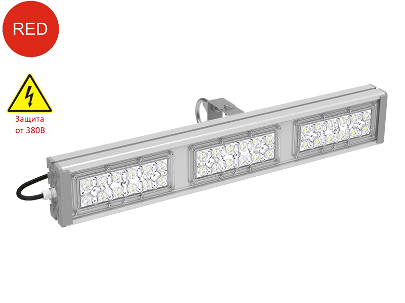 Архитектурный светодиодный светильник M-58-4103G-R 58Вт 4103Лм IP67 600х100х130 красный АСФОРТИС